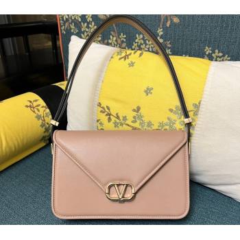 Valentino shoulder Letter Large Bag in smooth calfskin Nude 2023 (xinyidai-23111713)