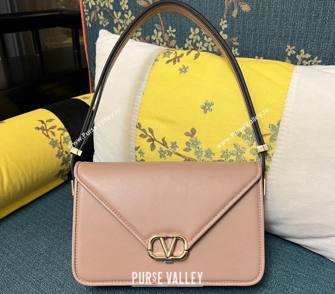 Valentino shoulder Letter Large Bag in smooth calfskin Nude 2023 (xinyidai-23111713)
