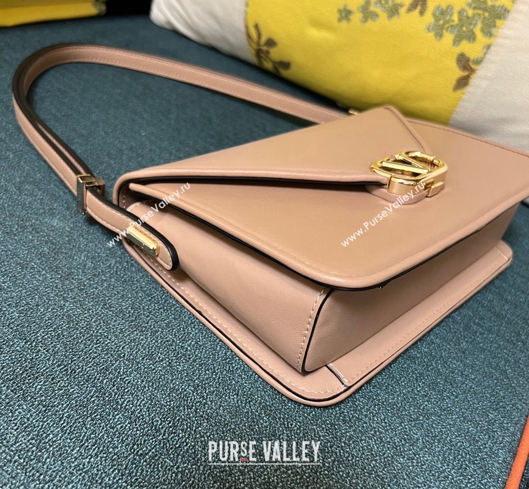 Valentino shoulder Letter Large Bag in smooth calfskin Nude 2023 (xinyidai-23111713)
