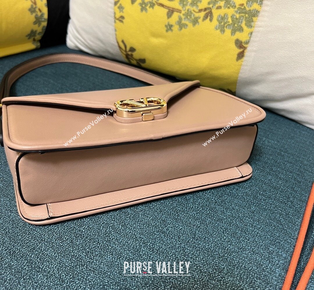Valentino shoulder Letter Large Bag in smooth calfskin Nude 2023 (xinyidai-23111713)