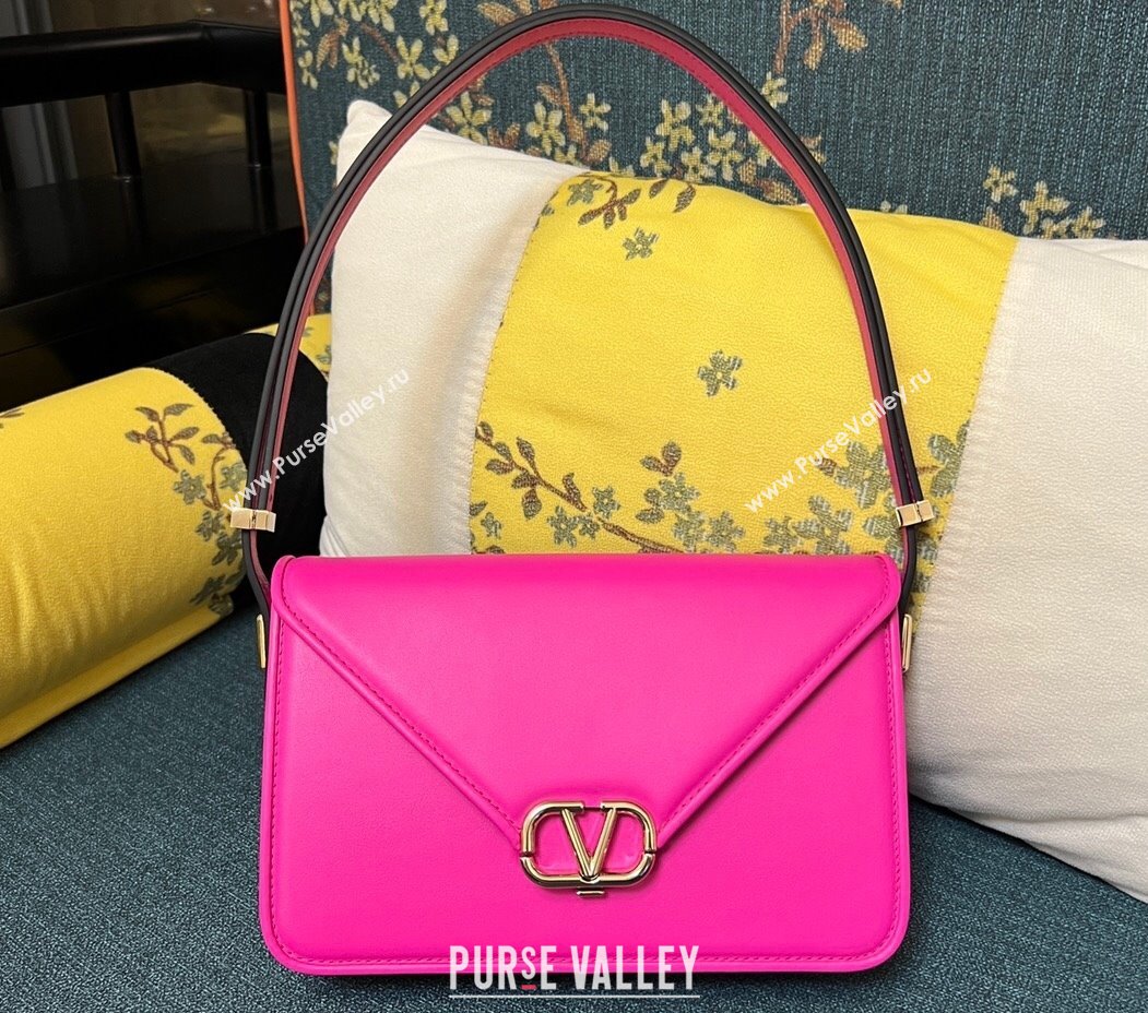 Valentino shoulder Letter Large Bag in smooth calfskin Fuchsia 2023 (xinyidai-23111714)
