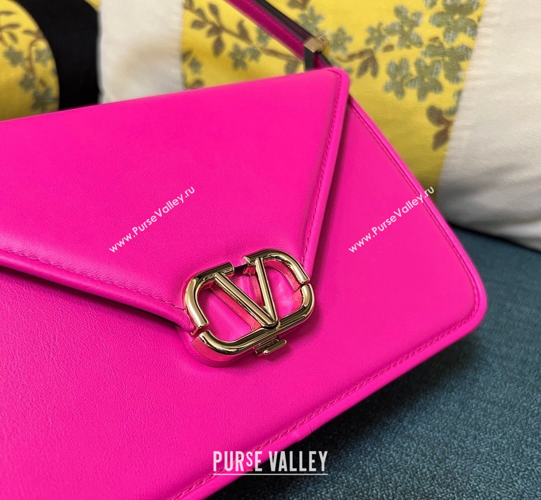 Valentino shoulder Letter Large Bag in smooth calfskin Fuchsia 2023 (xinyidai-23111714)