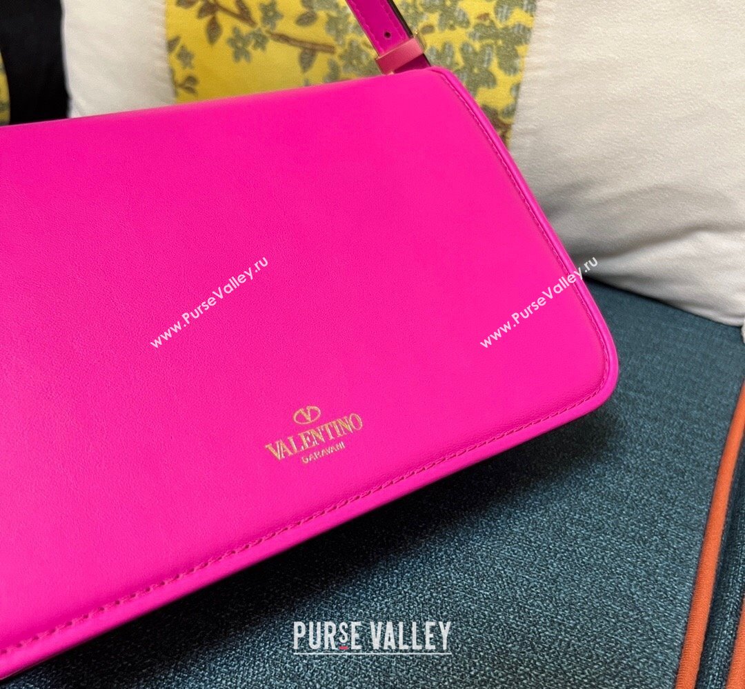 Valentino shoulder Letter Large Bag in smooth calfskin Fuchsia 2023 (xinyidai-23111714)