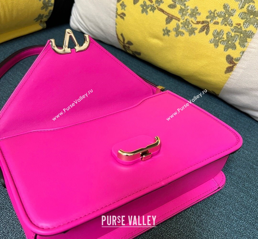 Valentino shoulder Letter Large Bag in smooth calfskin Fuchsia 2023 (xinyidai-23111714)