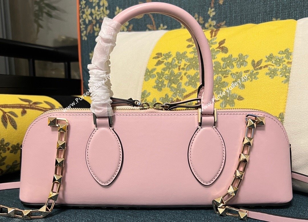 Valentino Rockstud E/W calfskin Small handbag Pink 2023 (xinyidai-23111617)