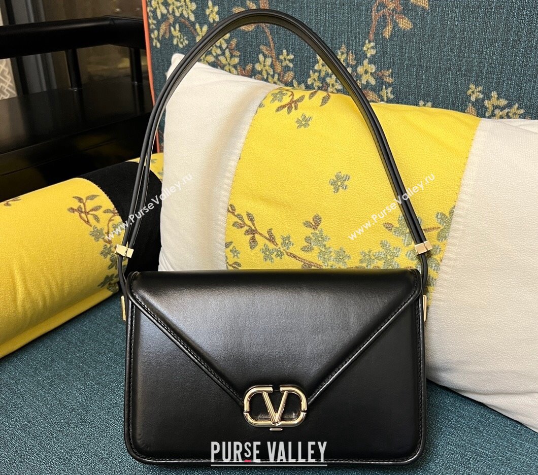 Valentino shoulder Letter Large Bag in smooth calfskin Black 2023 (xinyidai-23111711)
