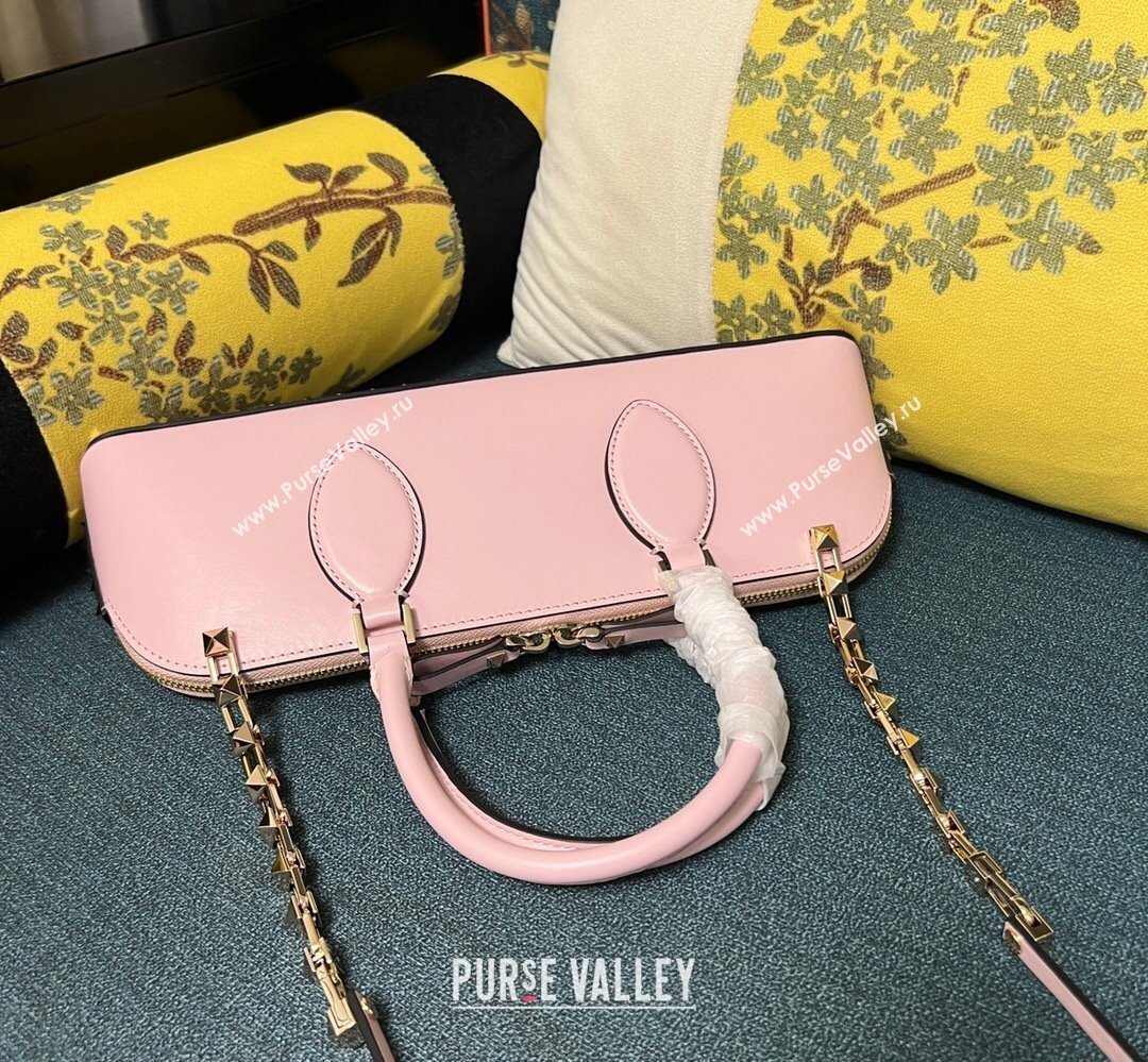 Valentino Rockstud E/W calfskin Small handbag Pink 2023 (xinyidai-23111617)