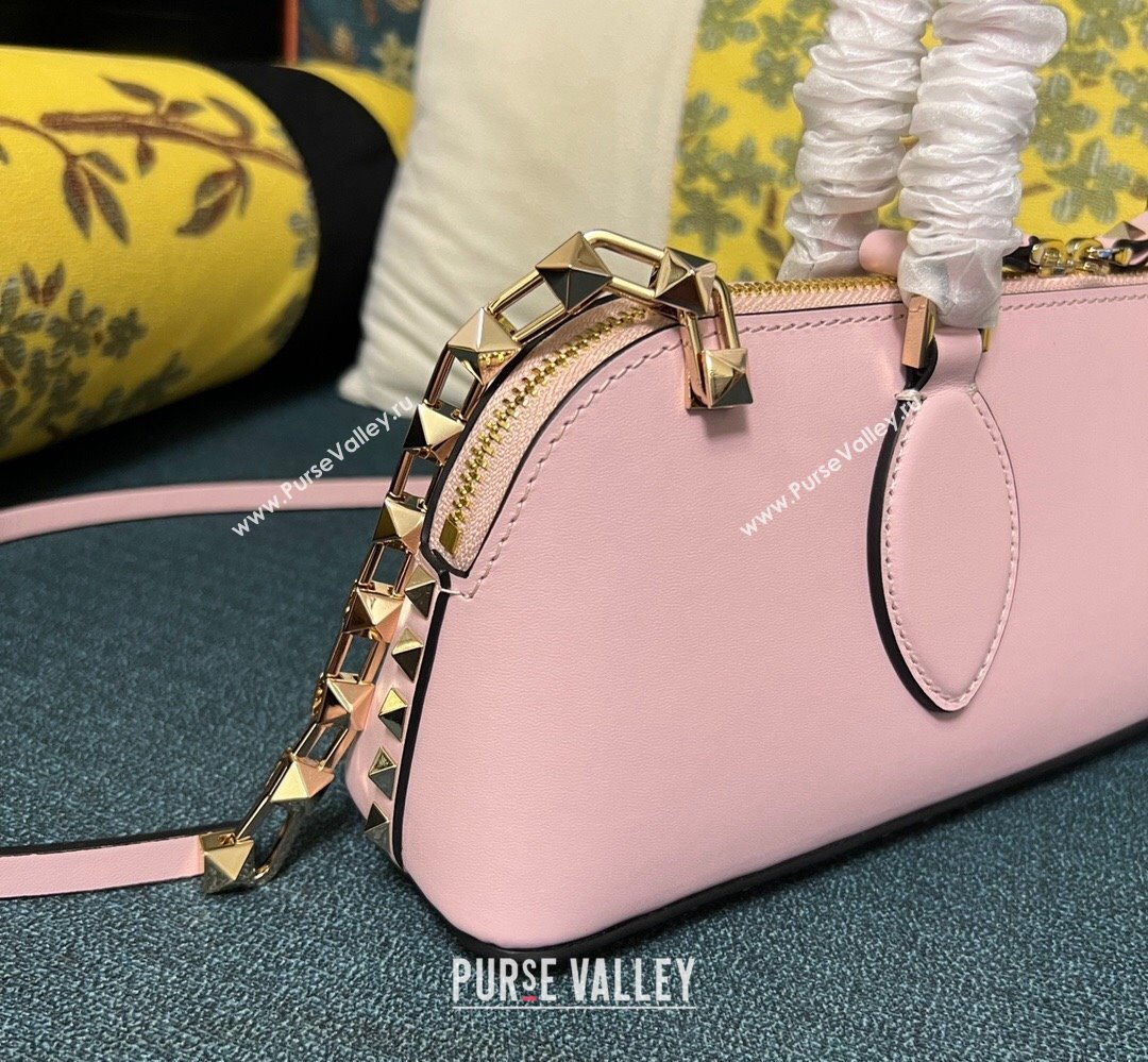 Valentino Rockstud E/W calfskin Small handbag Pink 2023 (xinyidai-23111617)