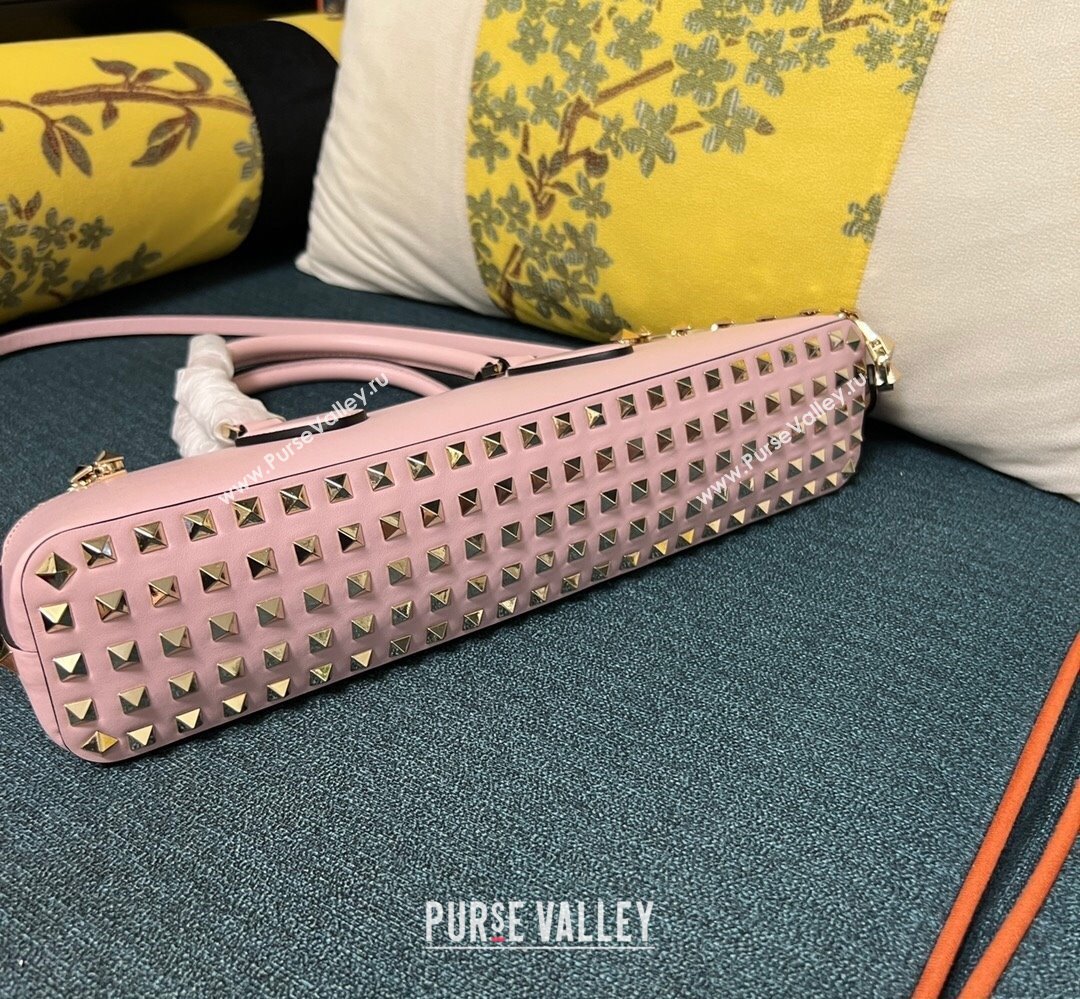 Valentino Rockstud E/W calfskin Small handbag Pink 2023 (xinyidai-23111617)