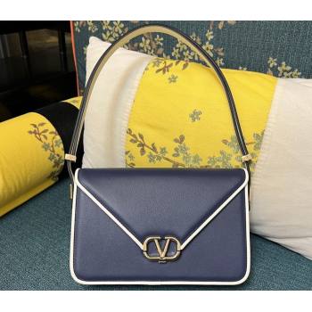 Valentino shoulder Letter Large Bag in smooth calfskin Blue/White 2023 (xinyidai-23111718)