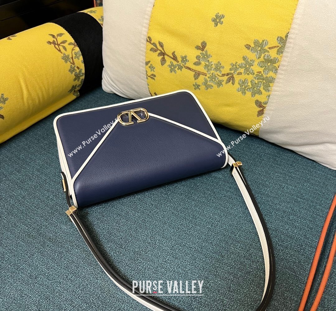 Valentino shoulder Letter Large Bag in smooth calfskin Blue/White 2023 (xinyidai-23111718)