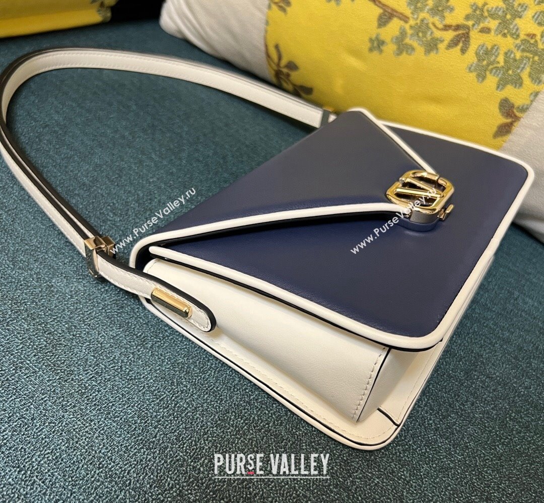 Valentino shoulder Letter Large Bag in smooth calfskin Blue/White 2023 (xinyidai-23111718)