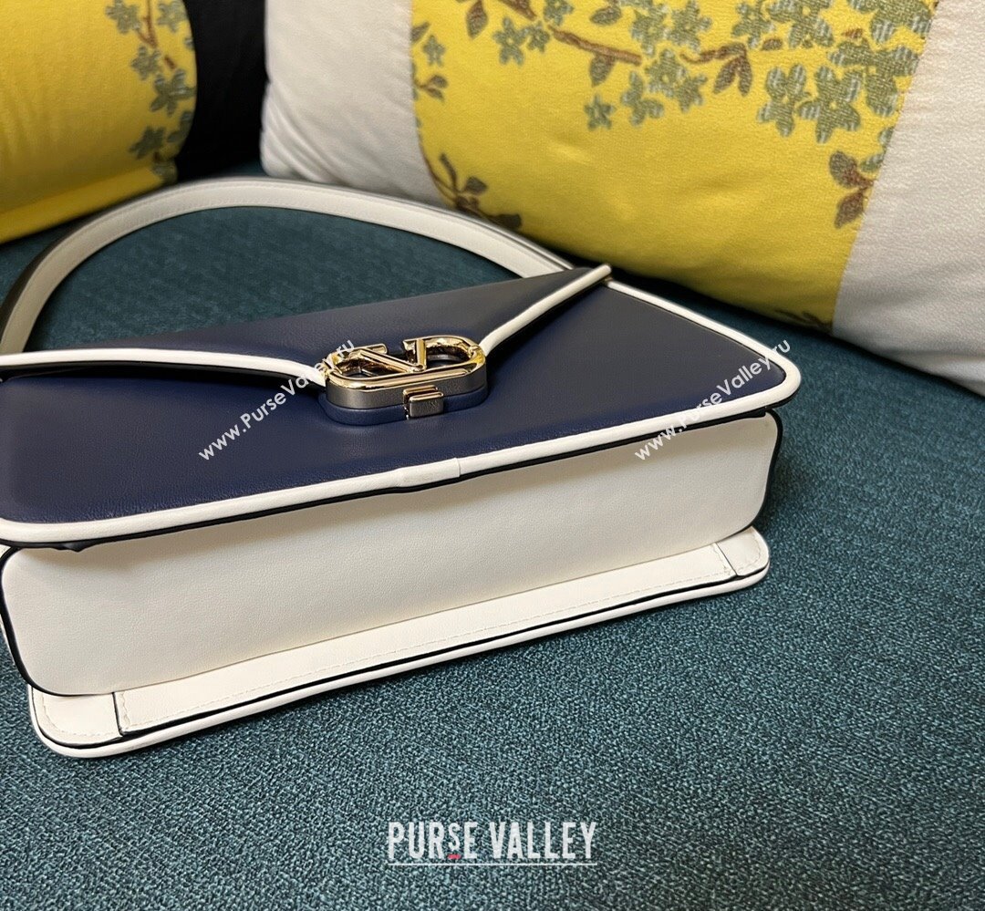 Valentino shoulder Letter Large Bag in smooth calfskin Blue/White 2023 (xinyidai-23111718)