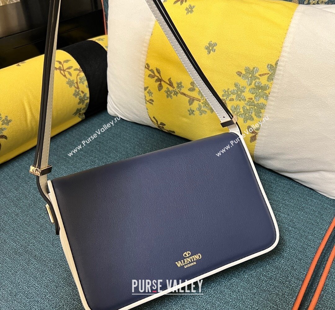 Valentino shoulder Letter Large Bag in smooth calfskin Blue/White 2023 (xinyidai-23111718)