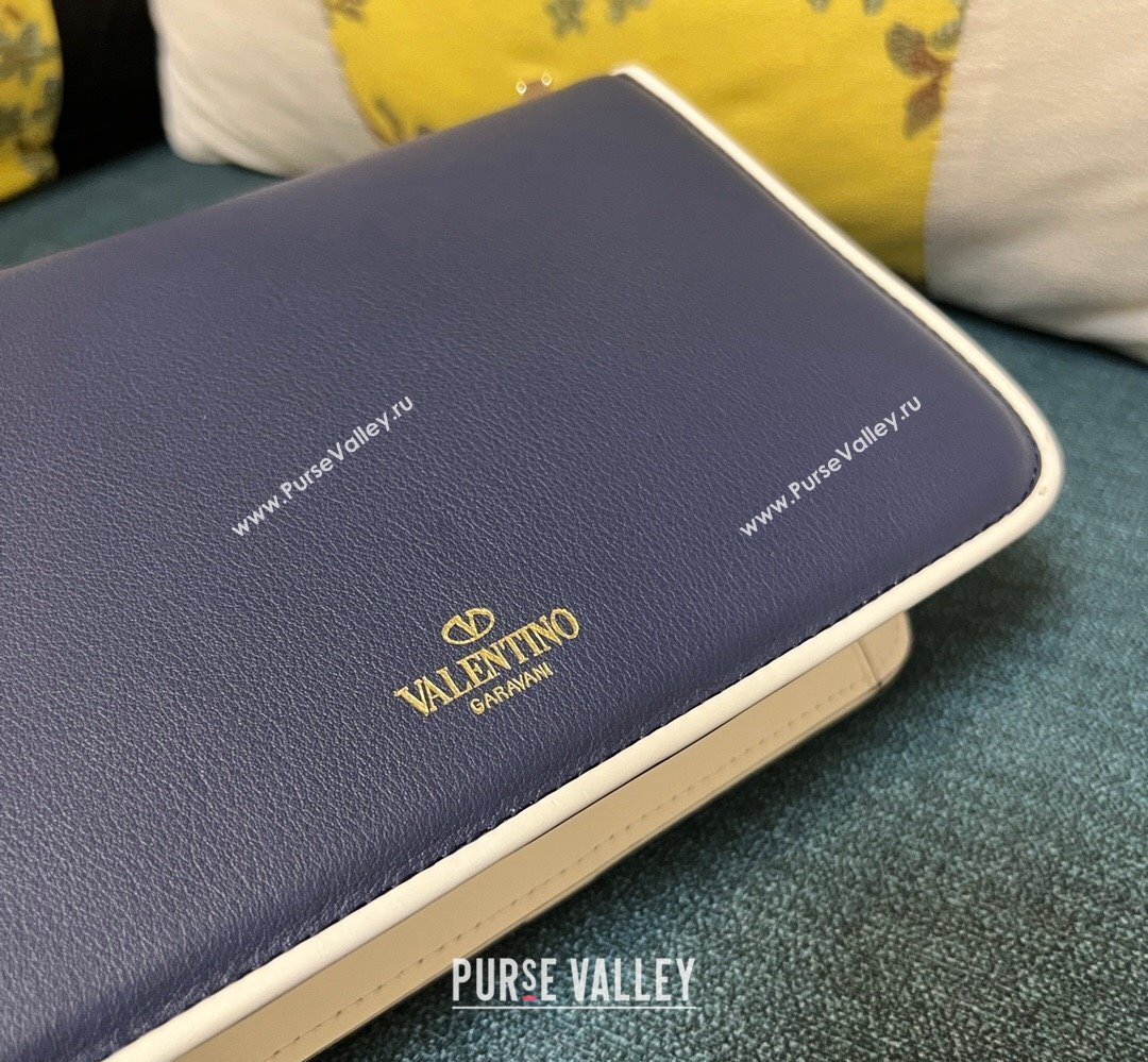 Valentino shoulder Letter Large Bag in smooth calfskin Blue/White 2023 (xinyidai-23111718)