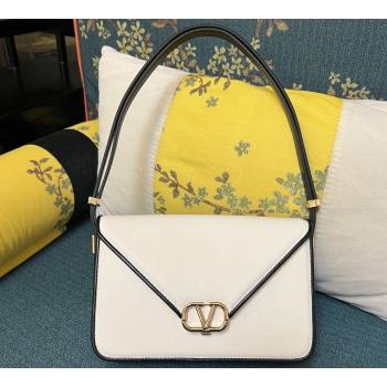 Valentino shoulder Letter Large Bag in smooth calfskin White/Black 2023 (xinyidai-23111719)