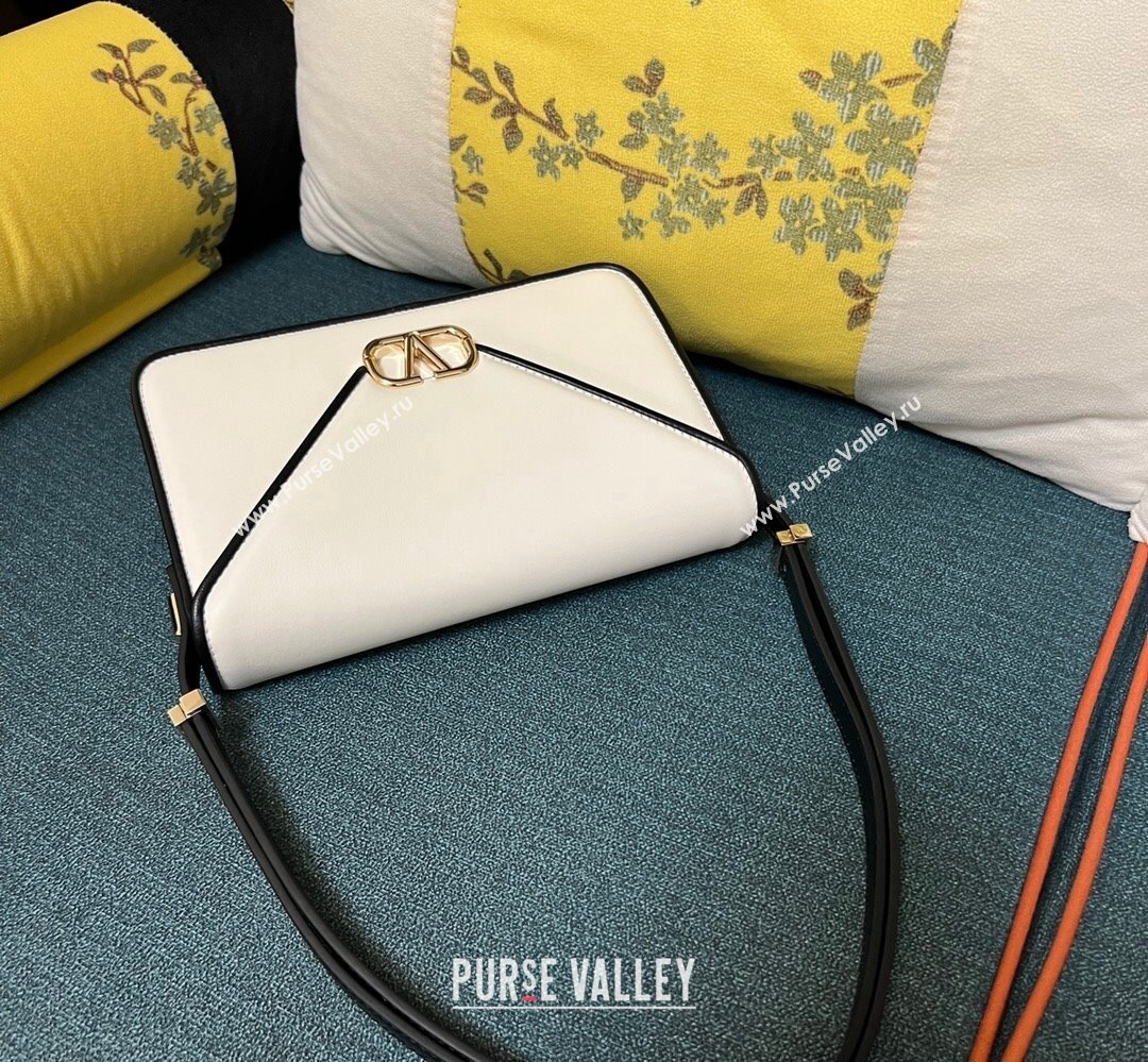 Valentino shoulder Letter Large Bag in smooth calfskin White/Black 2023 (xinyidai-23111719)