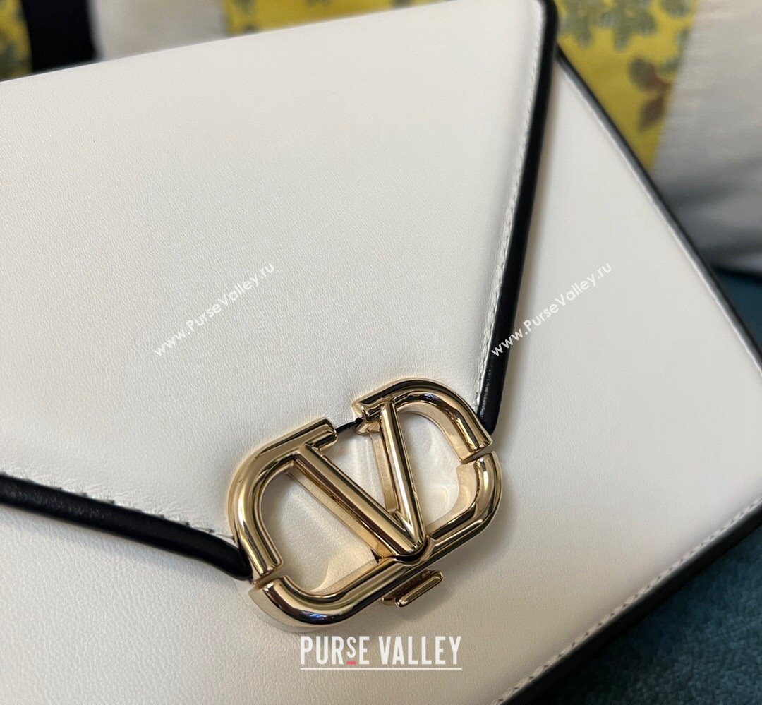 Valentino shoulder Letter Large Bag in smooth calfskin White/Black 2023 (xinyidai-23111719)