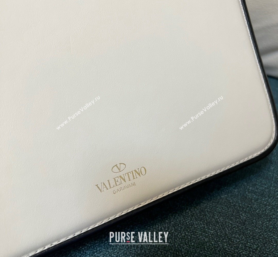 Valentino shoulder Letter Large Bag in smooth calfskin White/Black 2023 (xinyidai-23111719)