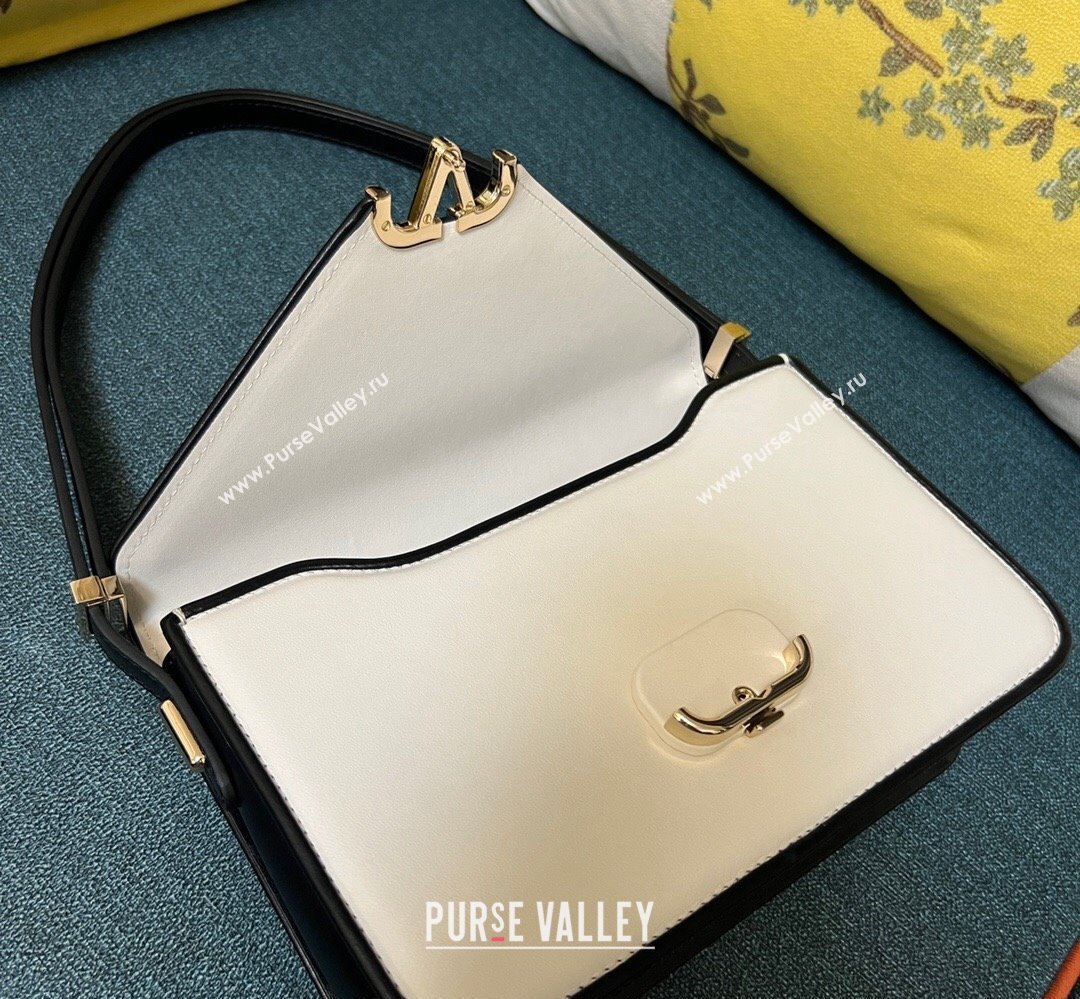 Valentino shoulder Letter Large Bag in smooth calfskin White/Black 2023 (xinyidai-23111719)