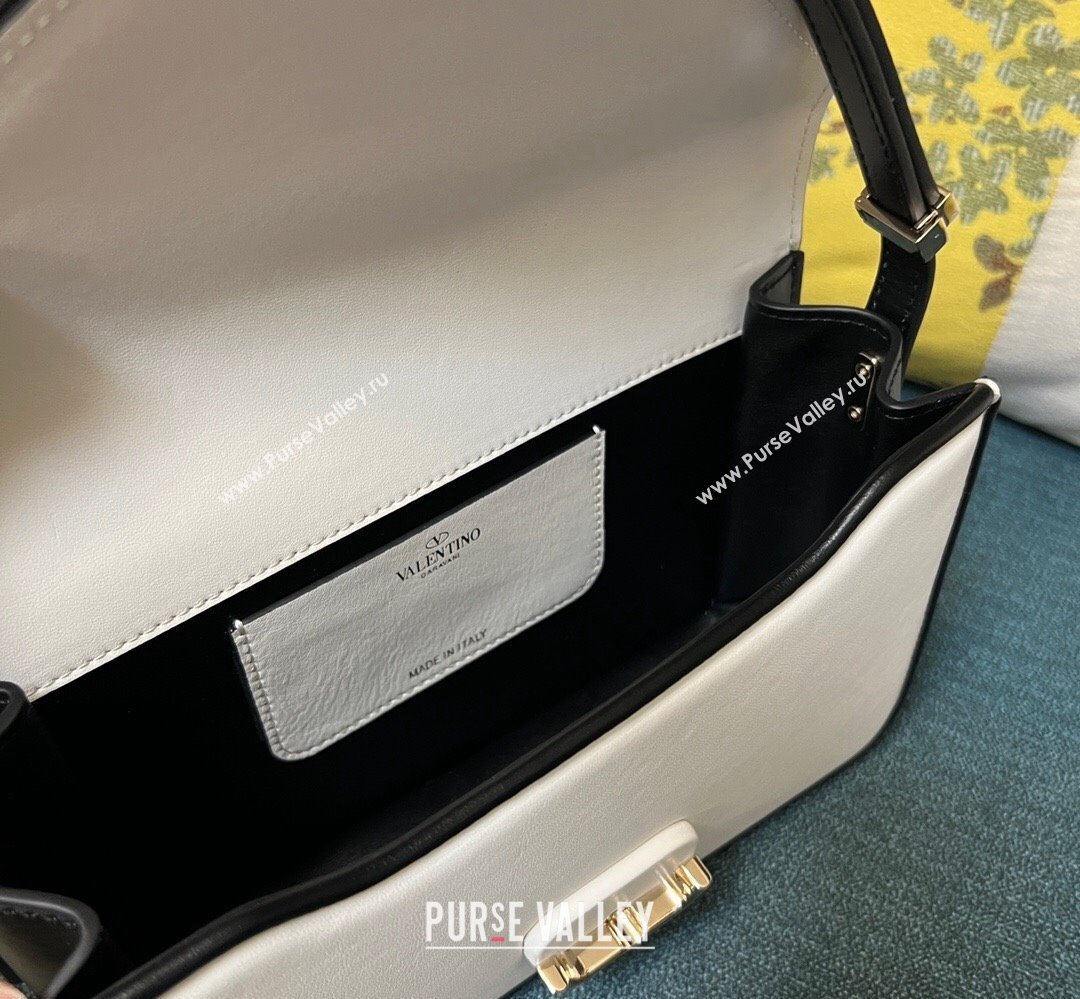 Valentino shoulder Letter Large Bag in smooth calfskin White/Black 2023 (xinyidai-23111719)