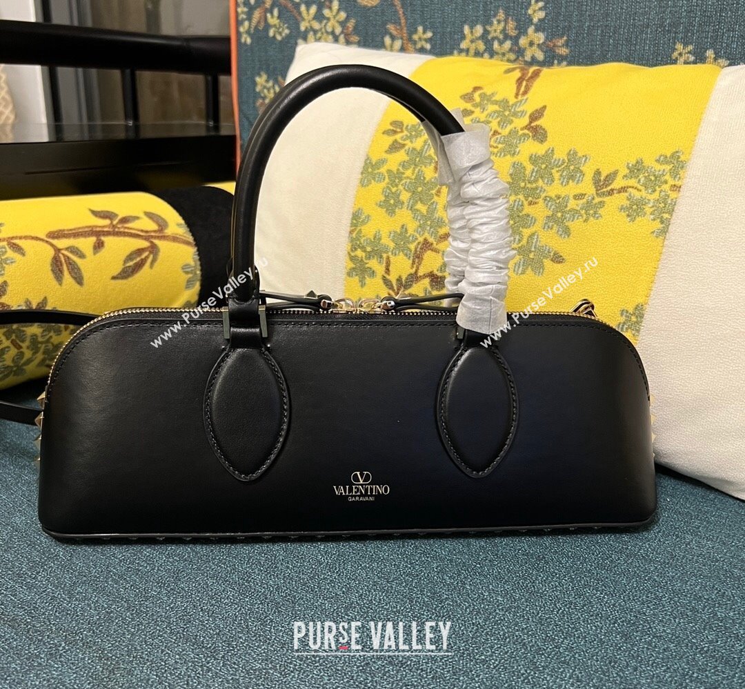 Valentino Rockstud E/W calfskin Small handbag Black/Gold 2023 (xinyidai-23111612)