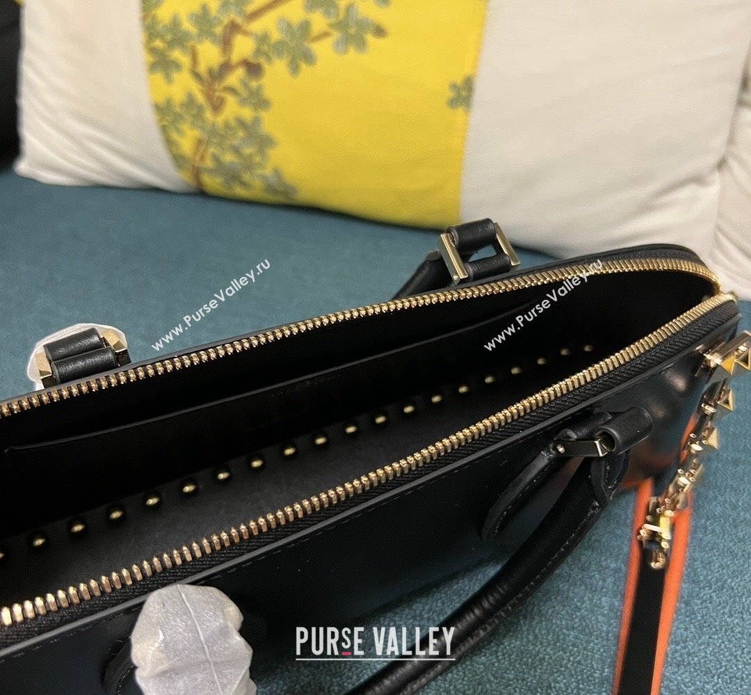 Valentino Rockstud E/W calfskin Small handbag Black/Gold 2023 (xinyidai-23111612)