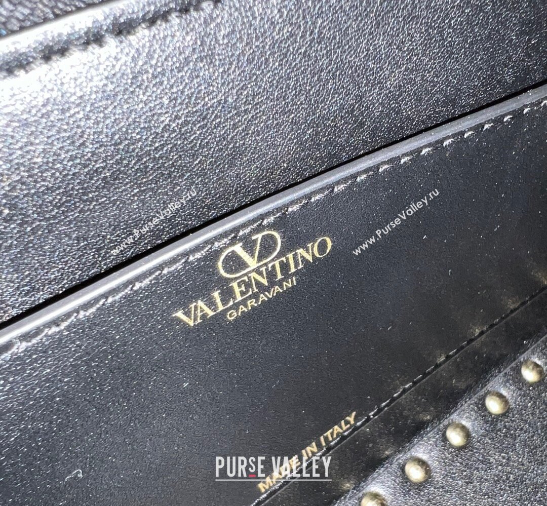 Valentino Rockstud E/W calfskin Small handbag Black/Gold 2023 (xinyidai-23111612)