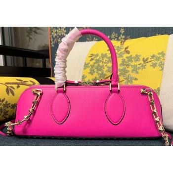Valentino Rockstud E/W calfskin Small handbag Fuchsia 2023 (xinyidai-23111616)