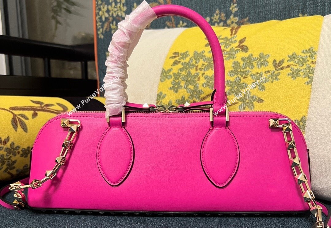 Valentino Rockstud E/W calfskin Small handbag Fuchsia 2023 (xinyidai-23111616)