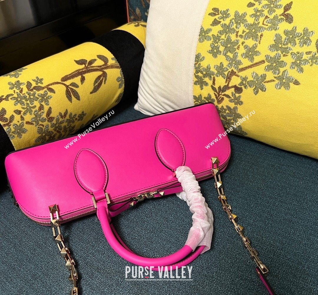 Valentino Rockstud E/W calfskin Small handbag Fuchsia 2023 (xinyidai-23111616)