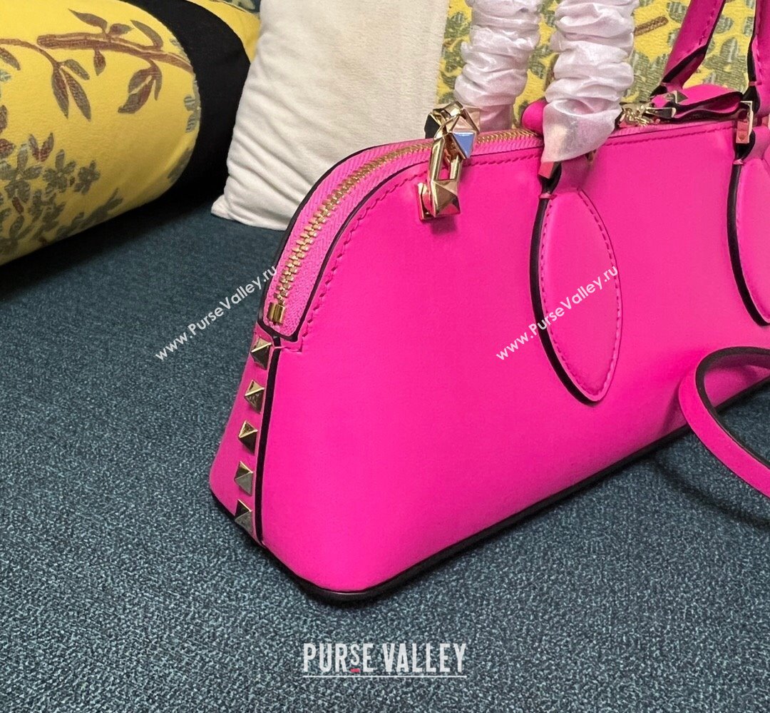 Valentino Rockstud E/W calfskin Small handbag Fuchsia 2023 (xinyidai-23111616)