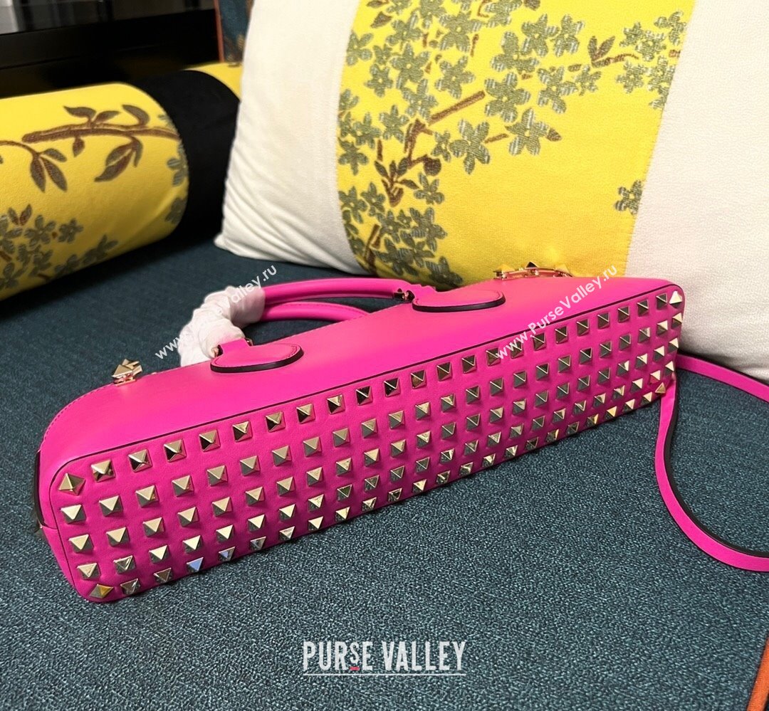 Valentino Rockstud E/W calfskin Small handbag Fuchsia 2023 (xinyidai-23111616)