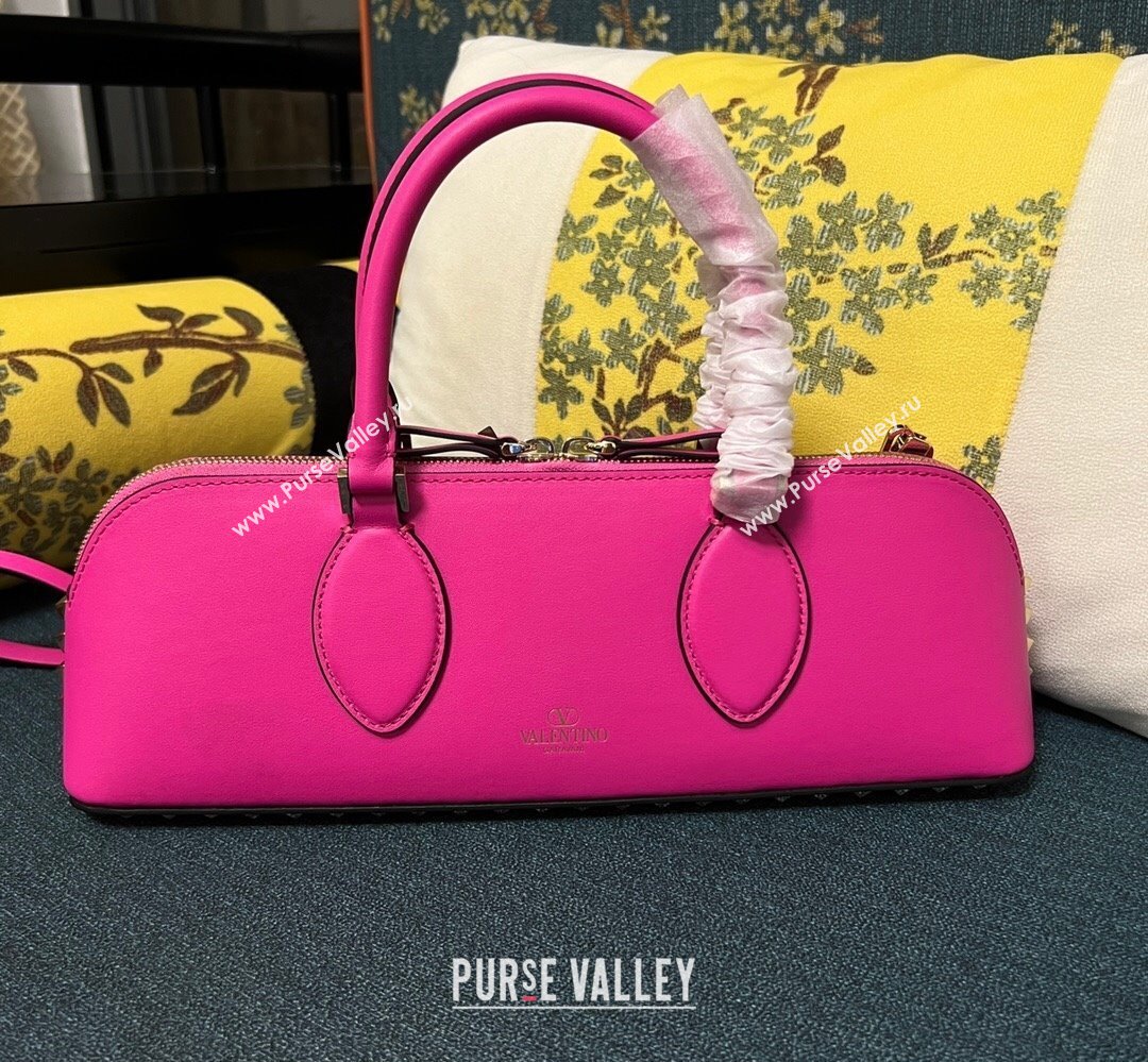 Valentino Rockstud E/W calfskin Small handbag Fuchsia 2023 (xinyidai-23111616)
