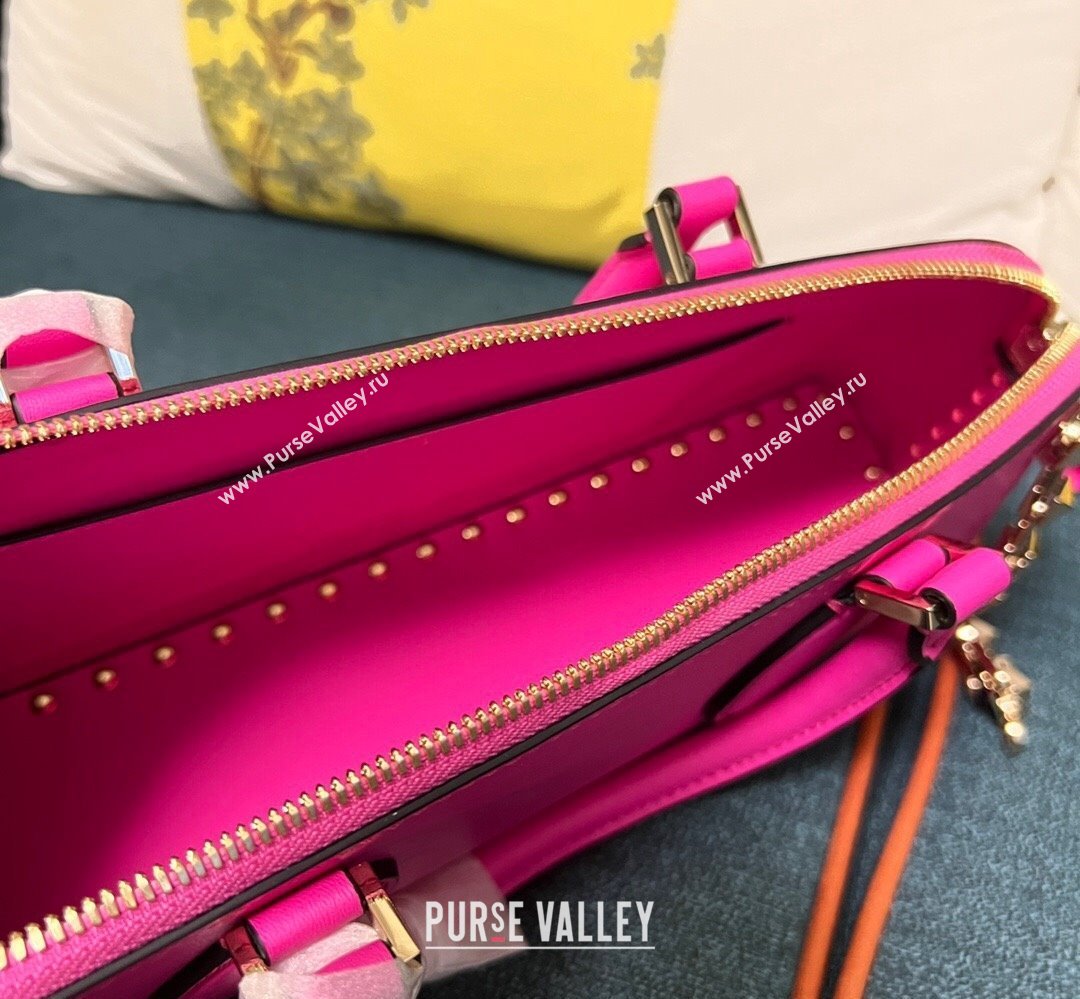 Valentino Rockstud E/W calfskin Small handbag Fuchsia 2023 (xinyidai-23111616)