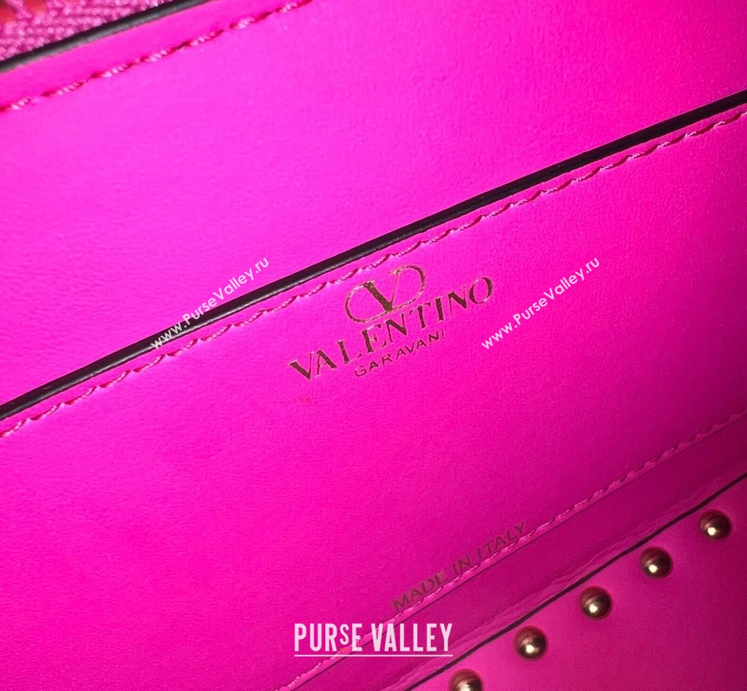 Valentino Rockstud E/W calfskin Small handbag Fuchsia 2023 (xinyidai-23111616)