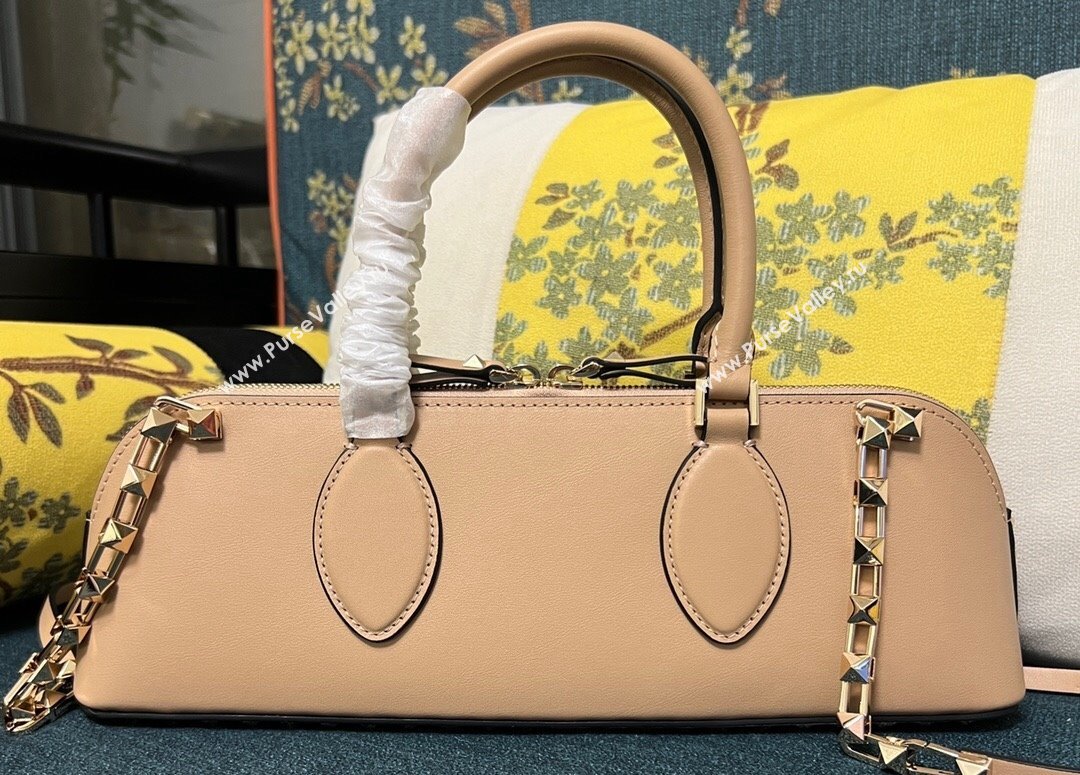 Valentino Rockstud E/W calfskin Small handbag Nude 2023 (xinyidai-23111614)