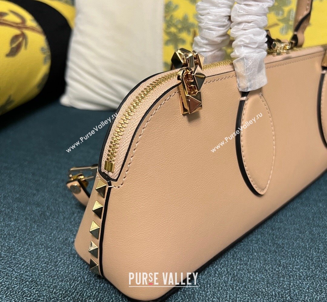 Valentino Rockstud E/W calfskin Small handbag Nude 2023 (xinyidai-23111614)