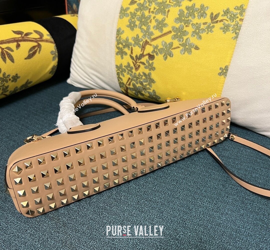 Valentino Rockstud E/W calfskin Small handbag Nude 2023 (xinyidai-23111614)