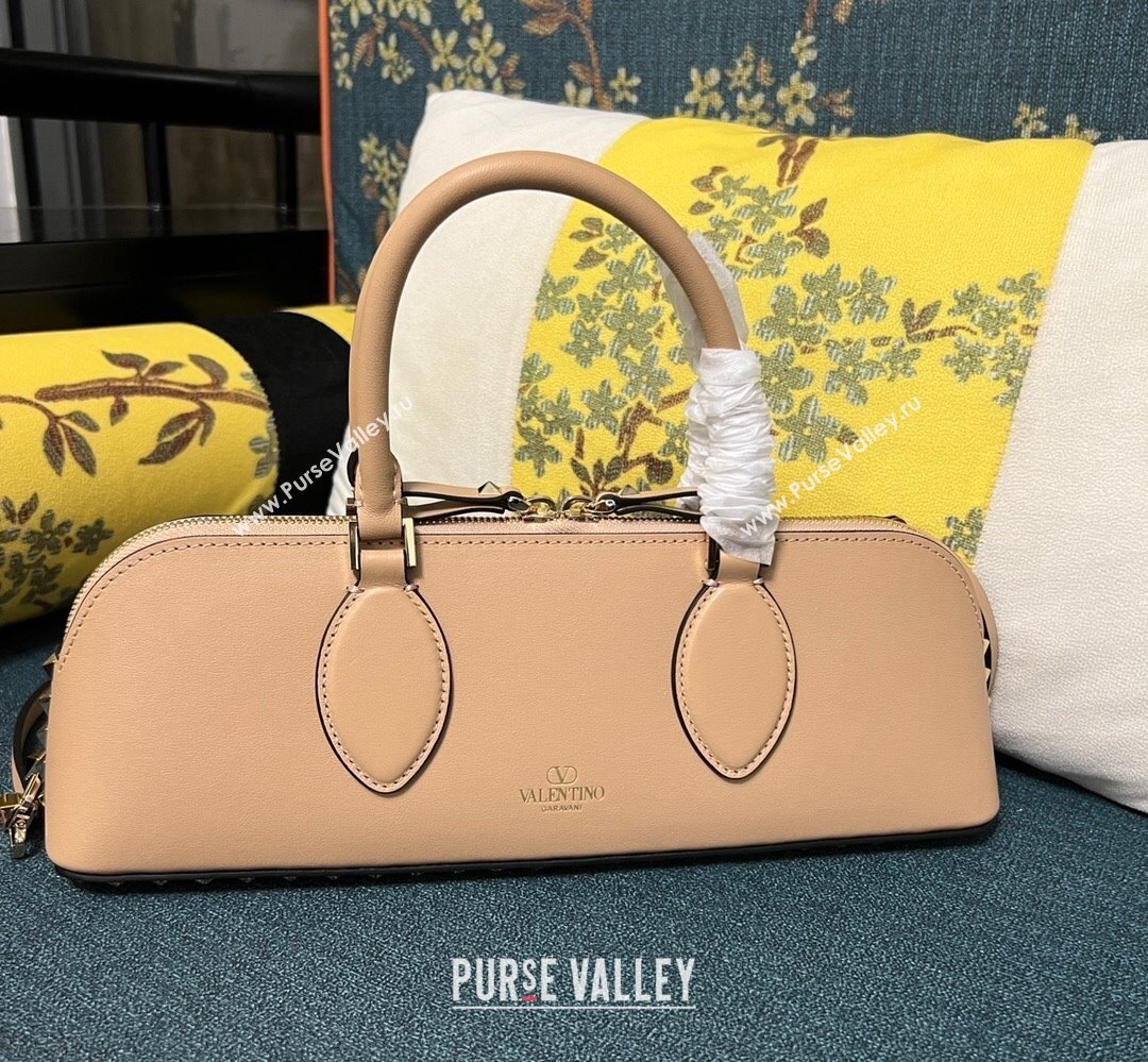 Valentino Rockstud E/W calfskin Small handbag Nude 2023 (xinyidai-23111614)