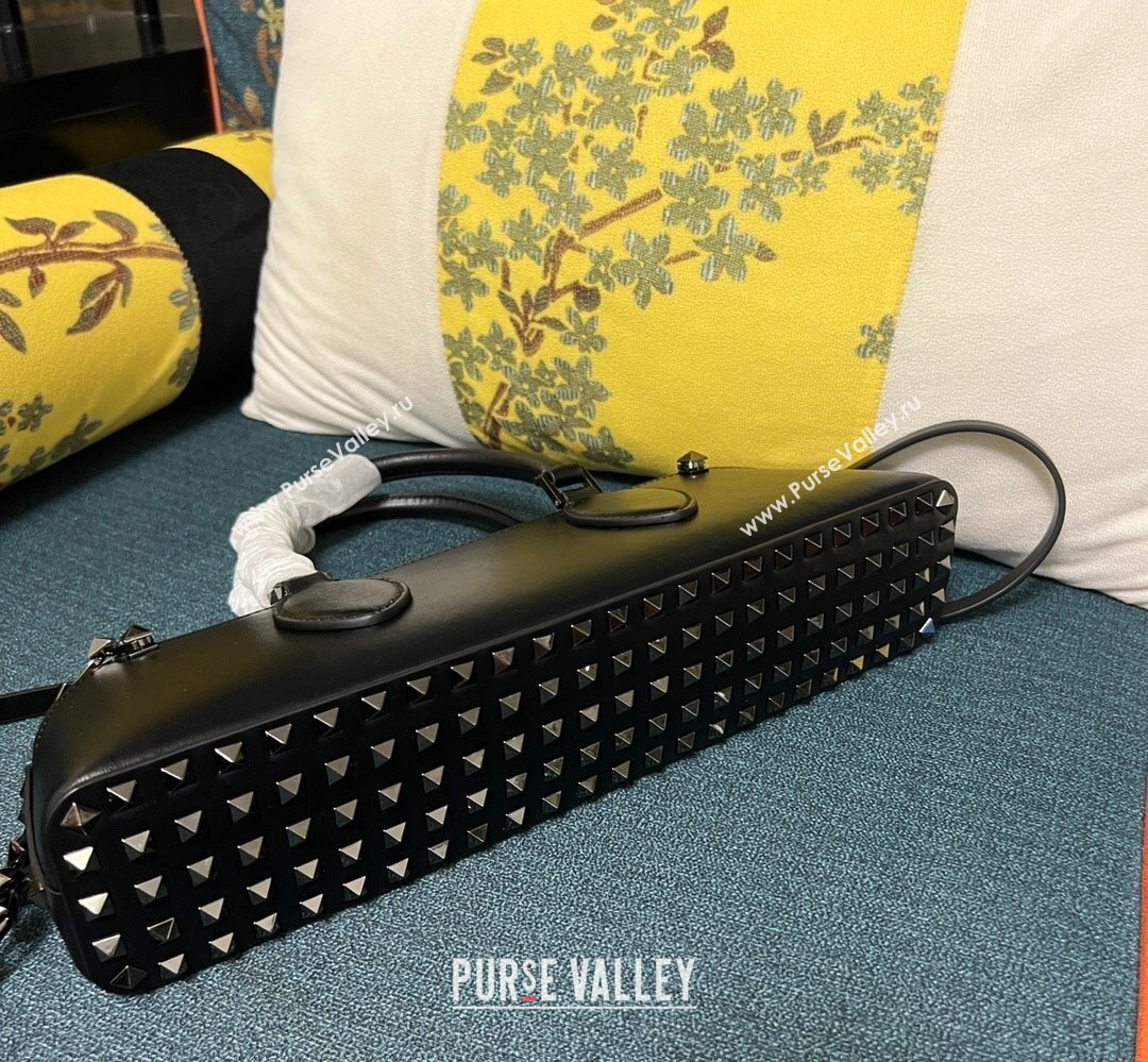 Valentino Rockstud E/W calfskin Small handbag Black 2023 (xinyidai-23111611)