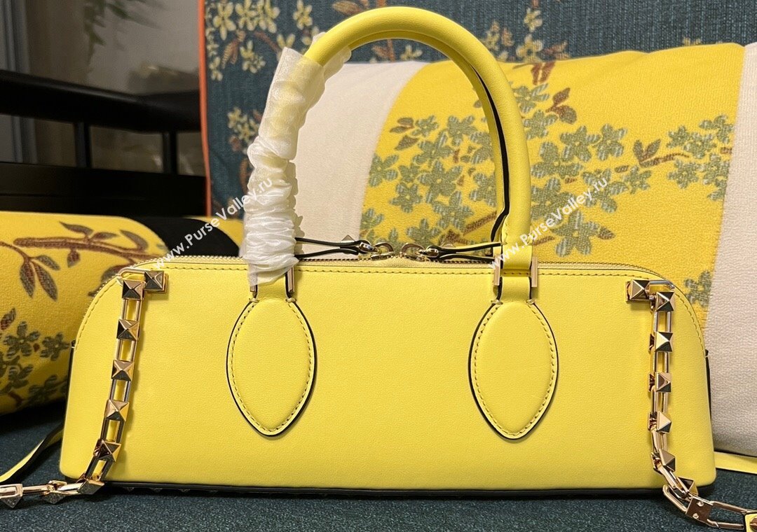 Valentino Rockstud E/W calfskin Small handbag Yellow 2023 (xinyidai-23111619)