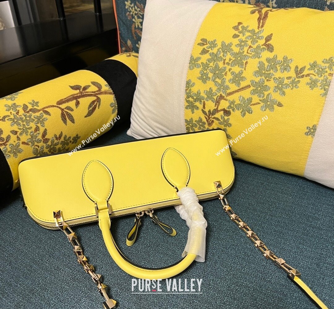 Valentino Rockstud E/W calfskin Small handbag Yellow 2023 (xinyidai-23111619)
