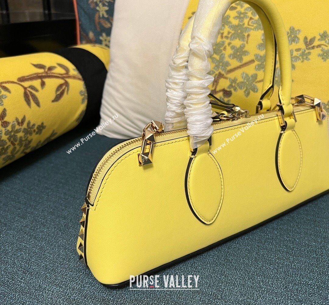 Valentino Rockstud E/W calfskin Small handbag Yellow 2023 (xinyidai-23111619)