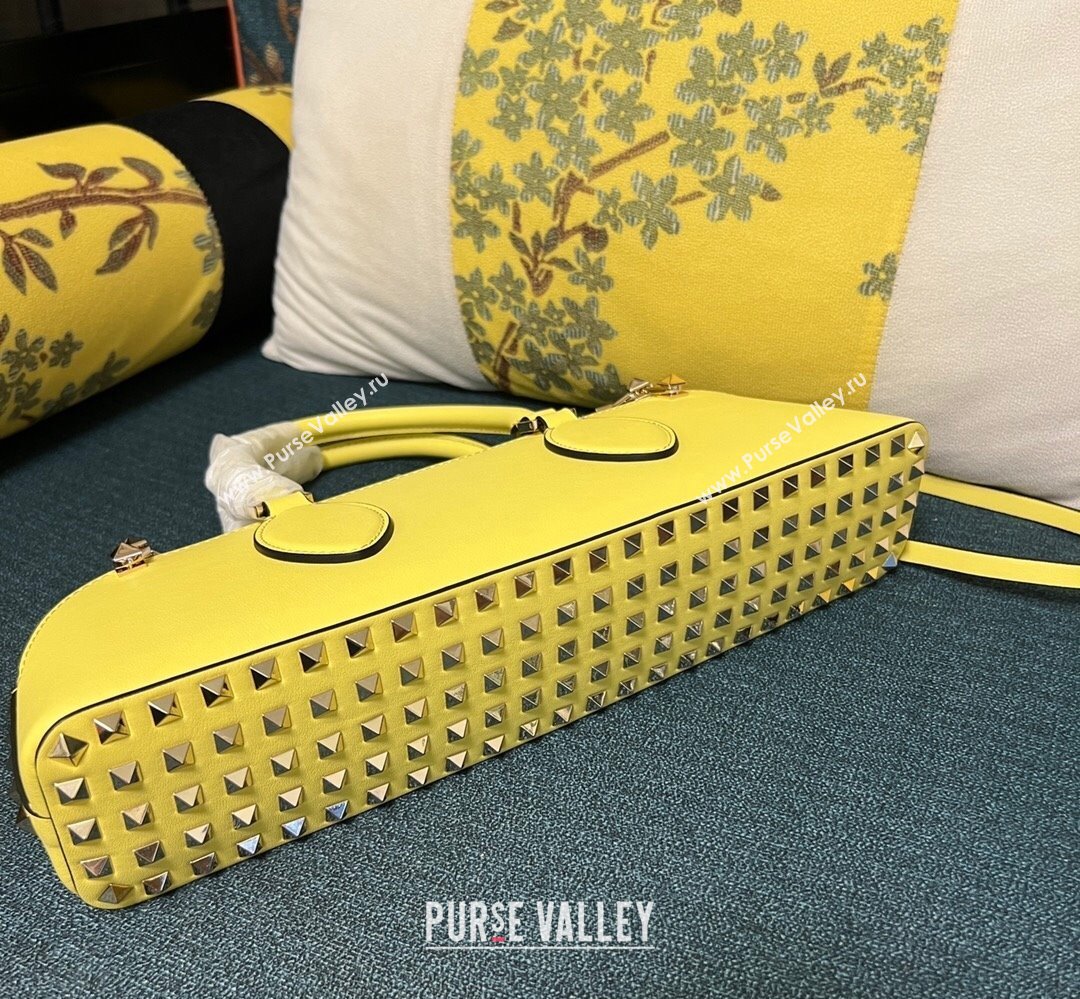 Valentino Rockstud E/W calfskin Small handbag Yellow 2023 (xinyidai-23111619)