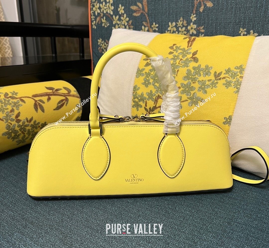 Valentino Rockstud E/W calfskin Small handbag Yellow 2023 (xinyidai-23111619)
