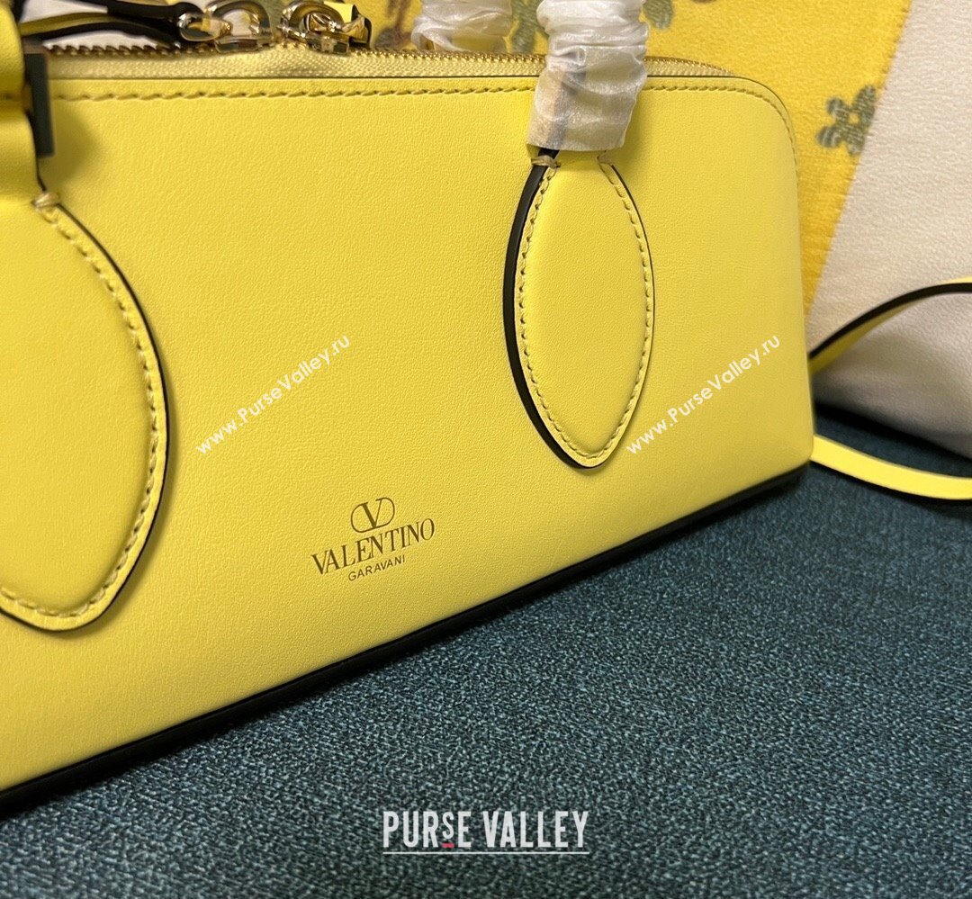 Valentino Rockstud E/W calfskin Small handbag Yellow 2023 (xinyidai-23111619)