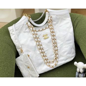 Chanel Maxi Nylon Shopping Tote Bag White 2023 (jiyuan-23111613)