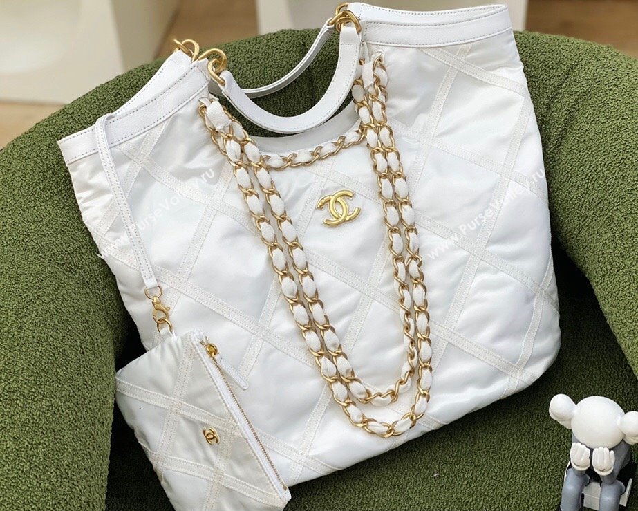 Chanel Maxi Nylon Shopping Tote Bag White 2023 (jiyuan-23111613)