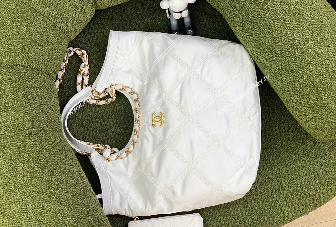 Chanel Maxi Nylon Shopping Tote Bag White 2023 (jiyuan-23111613)